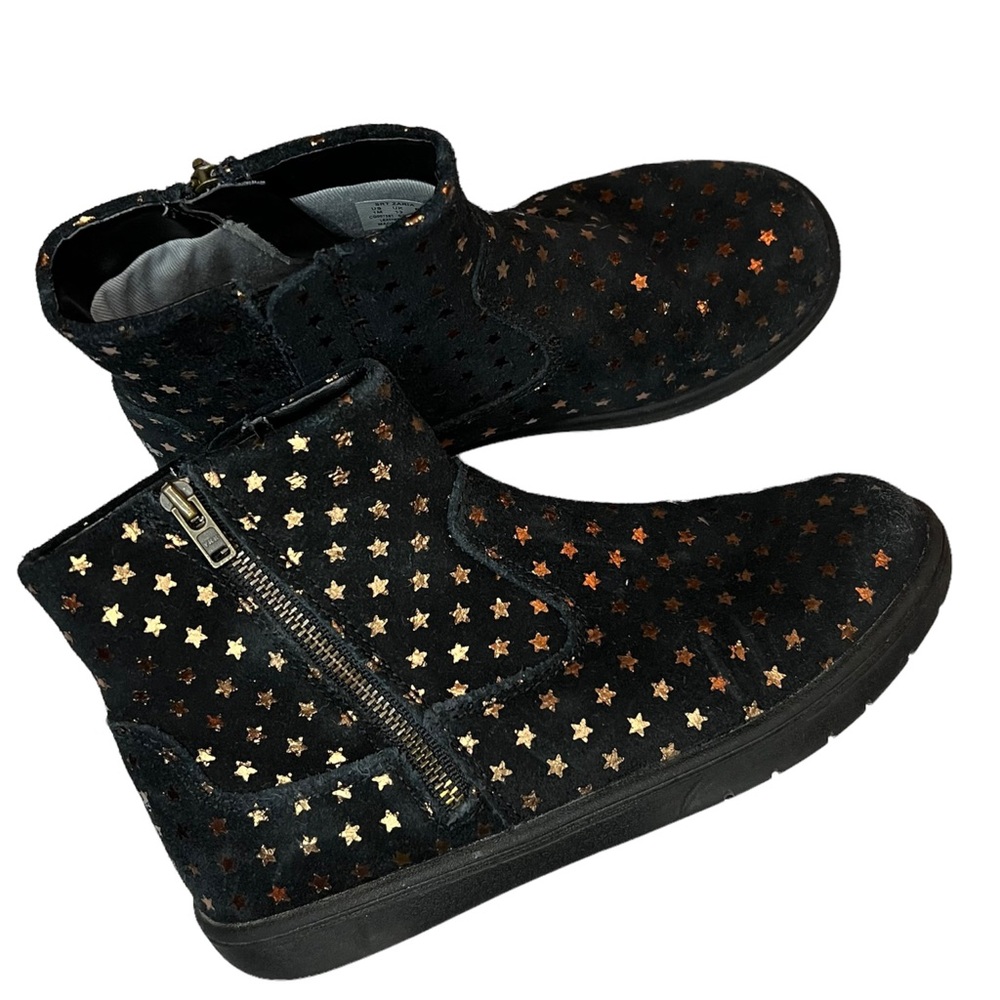 Black boots with gold stars booties girls youth 1Y